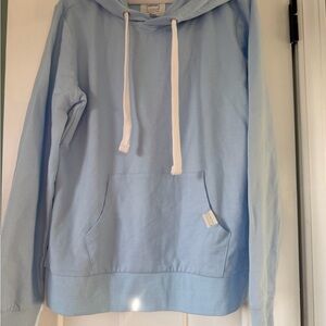 Reflex Light Blue Hoodie with White Drawstrings